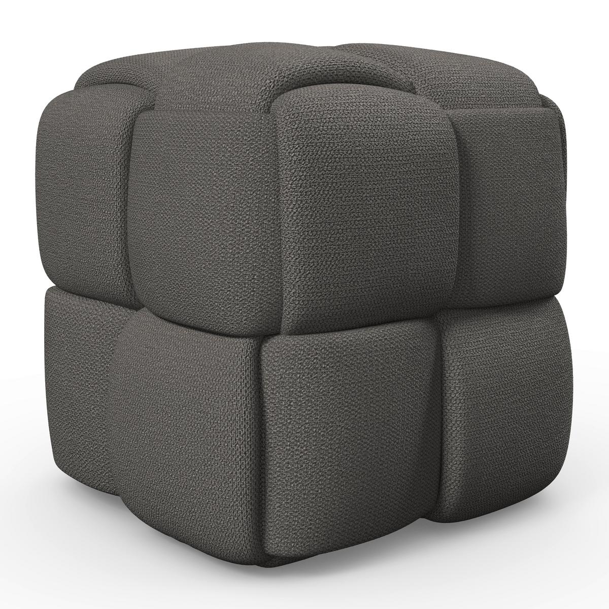 Taburet ELLA tmavě šedá bouclé - černá/tmavě šedá, Moderní, dřevo/textil (45/45/45cm) - Bessagi Home