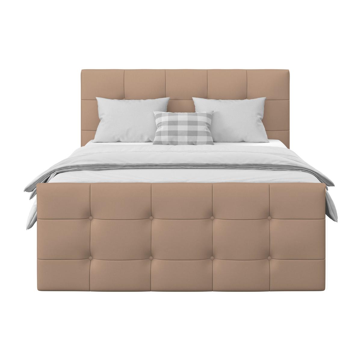 Boxspringbett Josie 160 - Beige/Schwarz, MODERN, Holz/Holzwerkstoff (160/200cm)