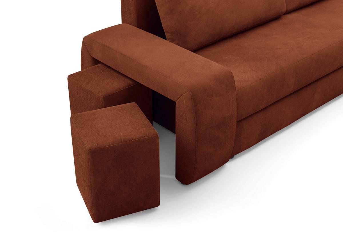 Schlafsofa Ines Rostfarben B: 258cm - Rostfarben/Schwarz, Design, Textil (258/98/95cm) - Livetastic