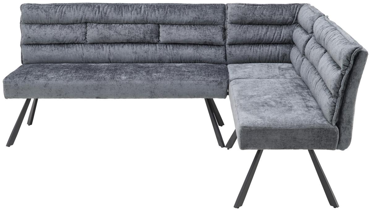 Eckbank  YURi Grau, Schenkel: 176x214 cm - Schwarz/Grau, LIFESTYLE, Textil/Metall (176-214/68/88cm) - Livetastic
