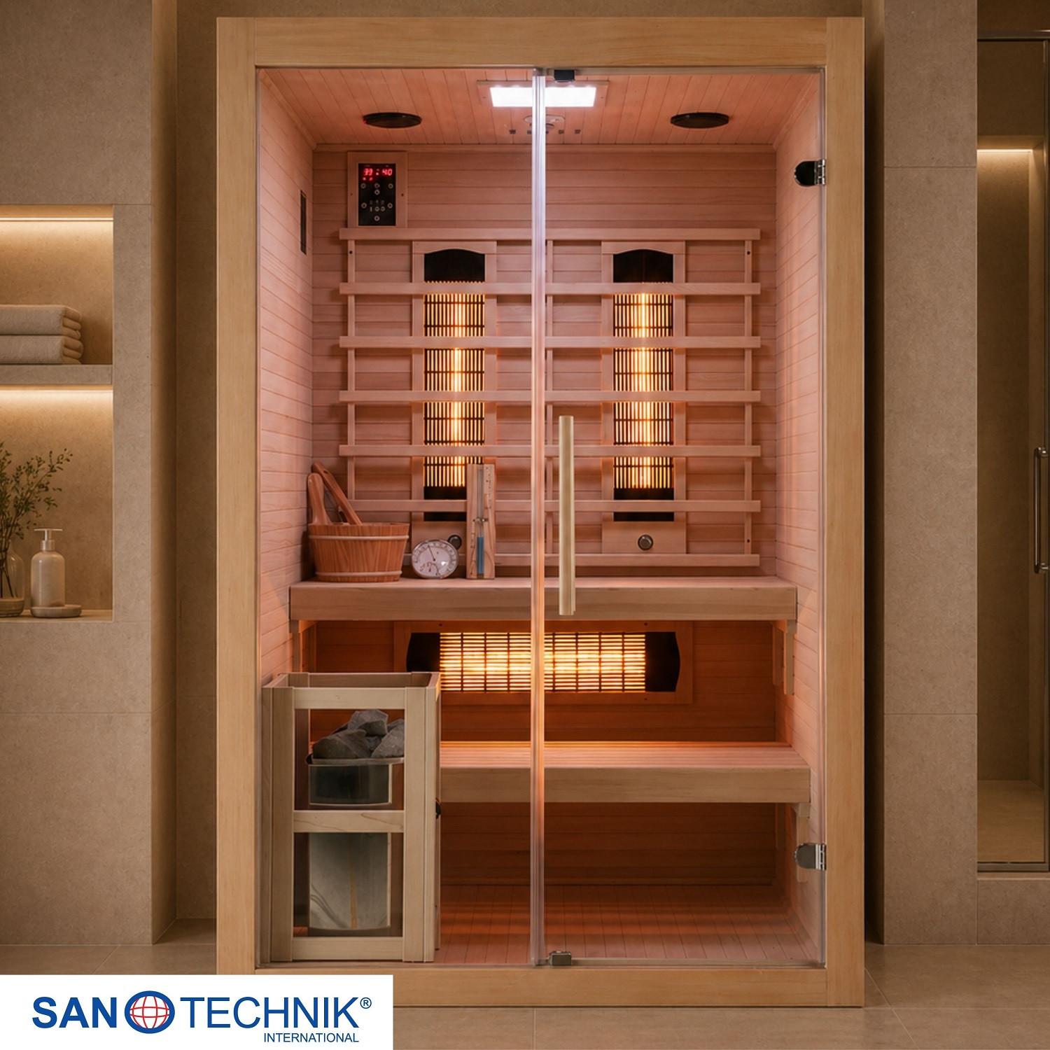 Infrarotkabine 2 Personen LBH: 130x120x200 cm - Naturfarben, Basics, Glas/Holz (130/120/200cm) - Sanotechnik