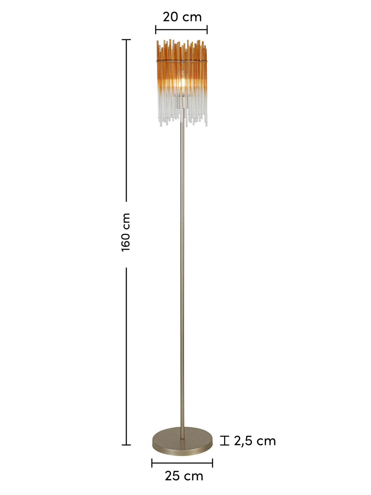 STOJACÍ LAMPA STAB - jantarové barvy/průhledné, Moderní, kov/plast (25l)