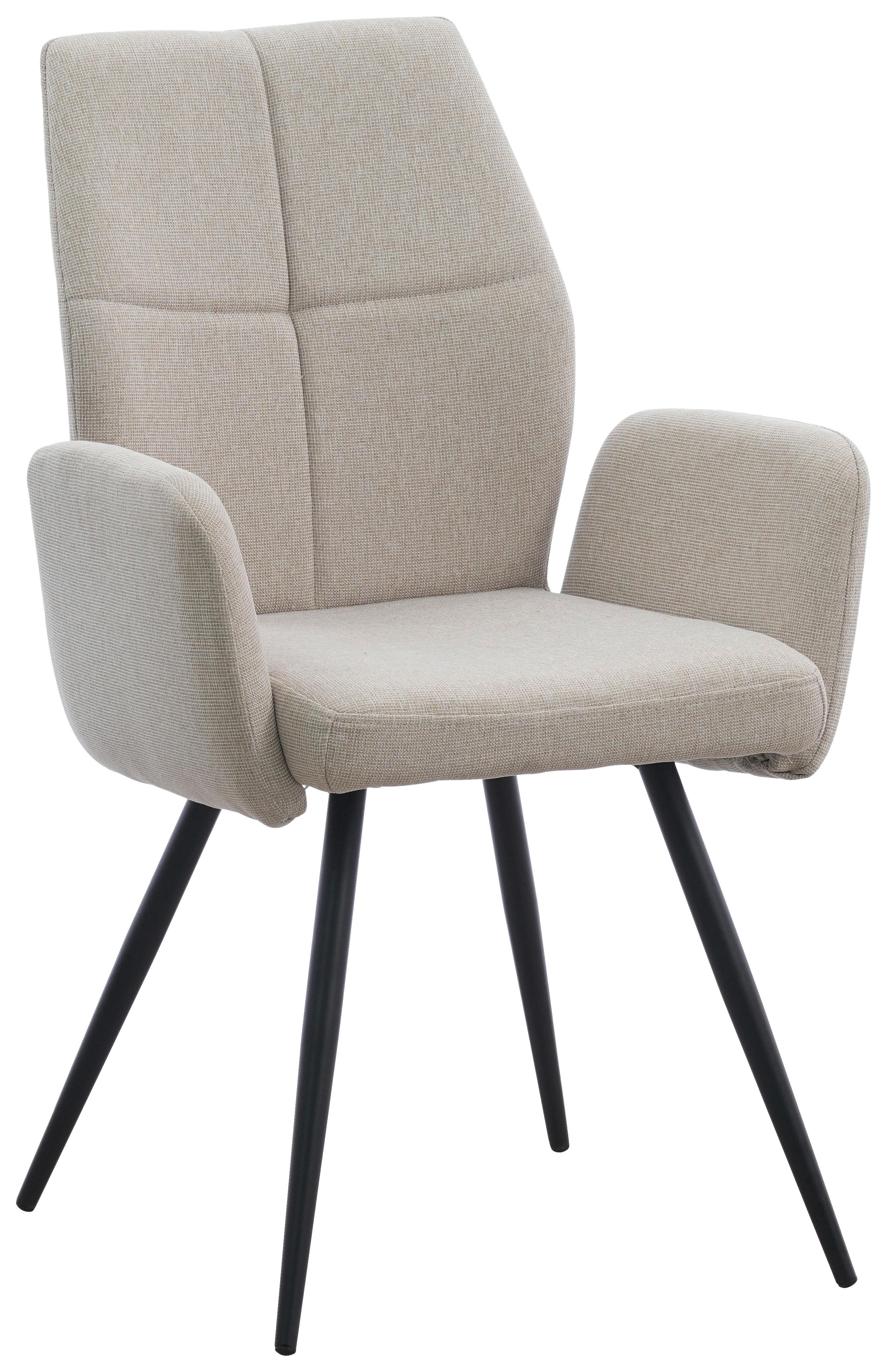 Armlehnstuhl Udo Beige B: 58 cm - Beige/Schwarz, MODERN, Textil/Metall (58/91/59cm) - Livetastic