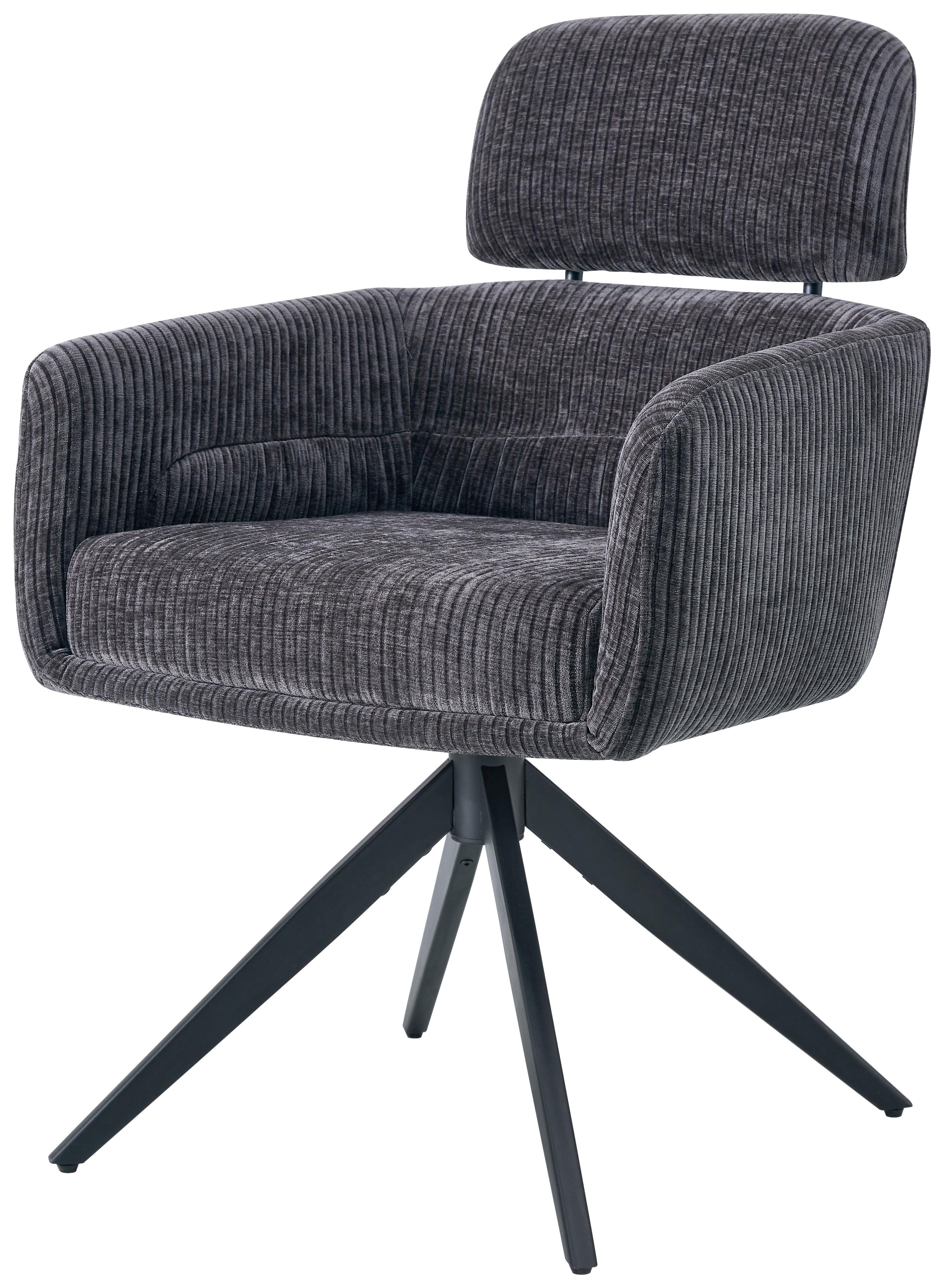 Armlehnstuhl Malte Cord Anthrazit, B: 60 Cm - Anthrazit/Naturfarben, KONVENTIONELL, Holz/Textil (60/87,5/68cm) - Livetastic