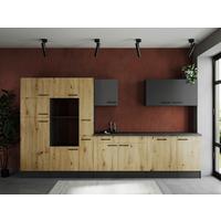 Küchenleerblock Oliver Grau, Artisan Dekor B: 370 Cm - Eiche Artisan/Grau, Design, Holzwerkstoff (370cm) - Respekta