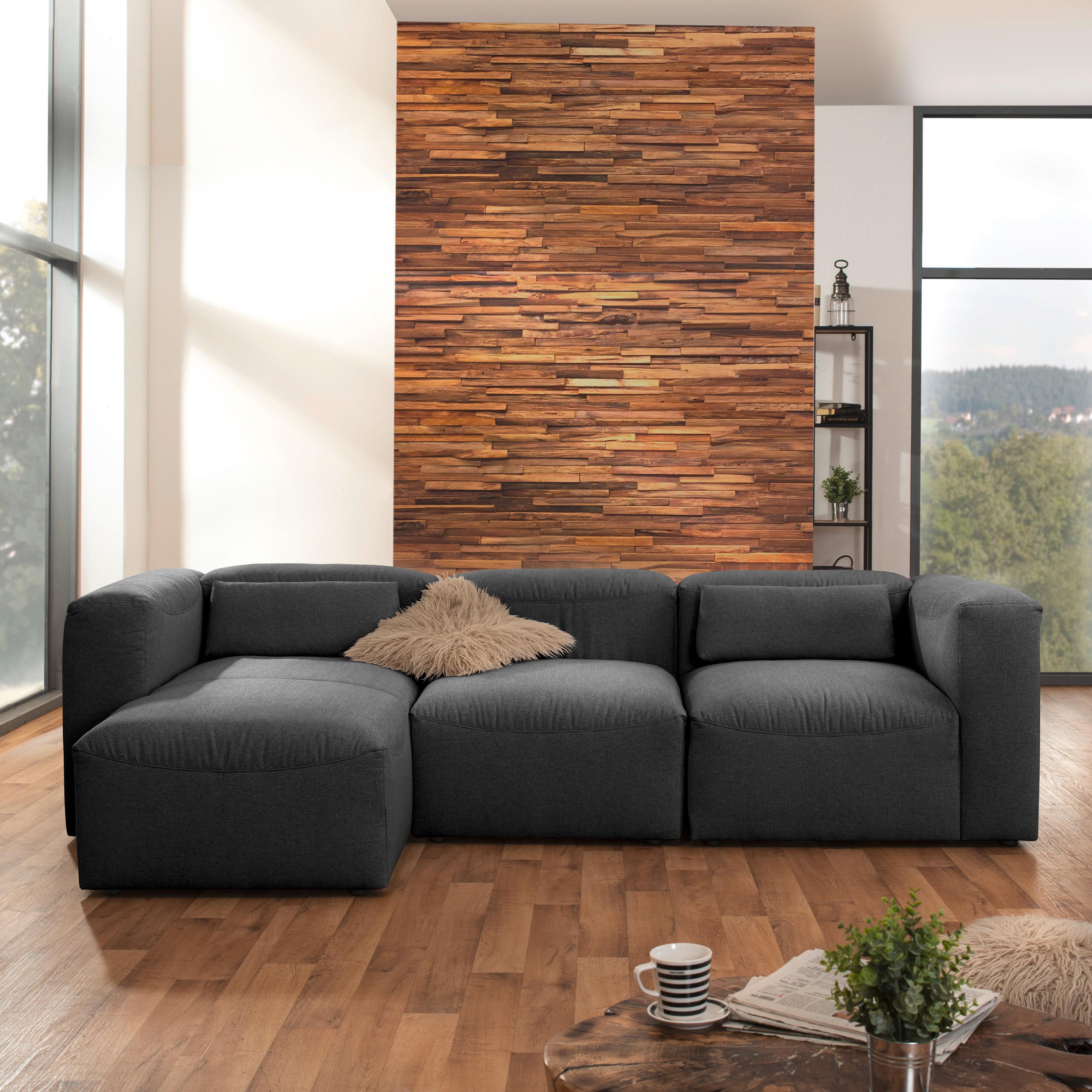 Ecksofa Lena Anthrazit Flachgewebe - Anthrazit, Design, Textil (160/275cm) - Max Winzer