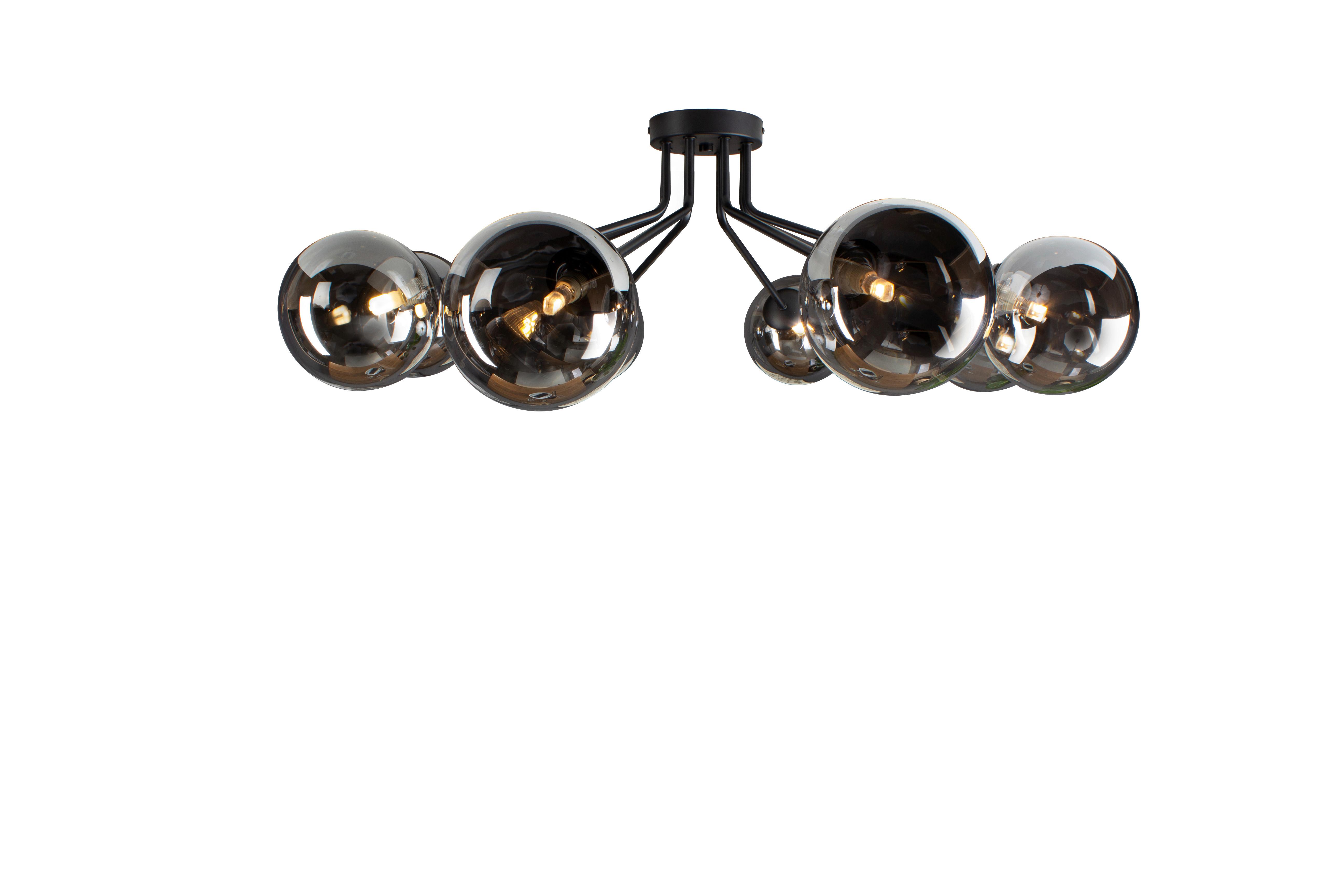 Deckenleuchte 9120-Pl8 Nero - Schwarz, Design, Glas/Metall (88/28cm)