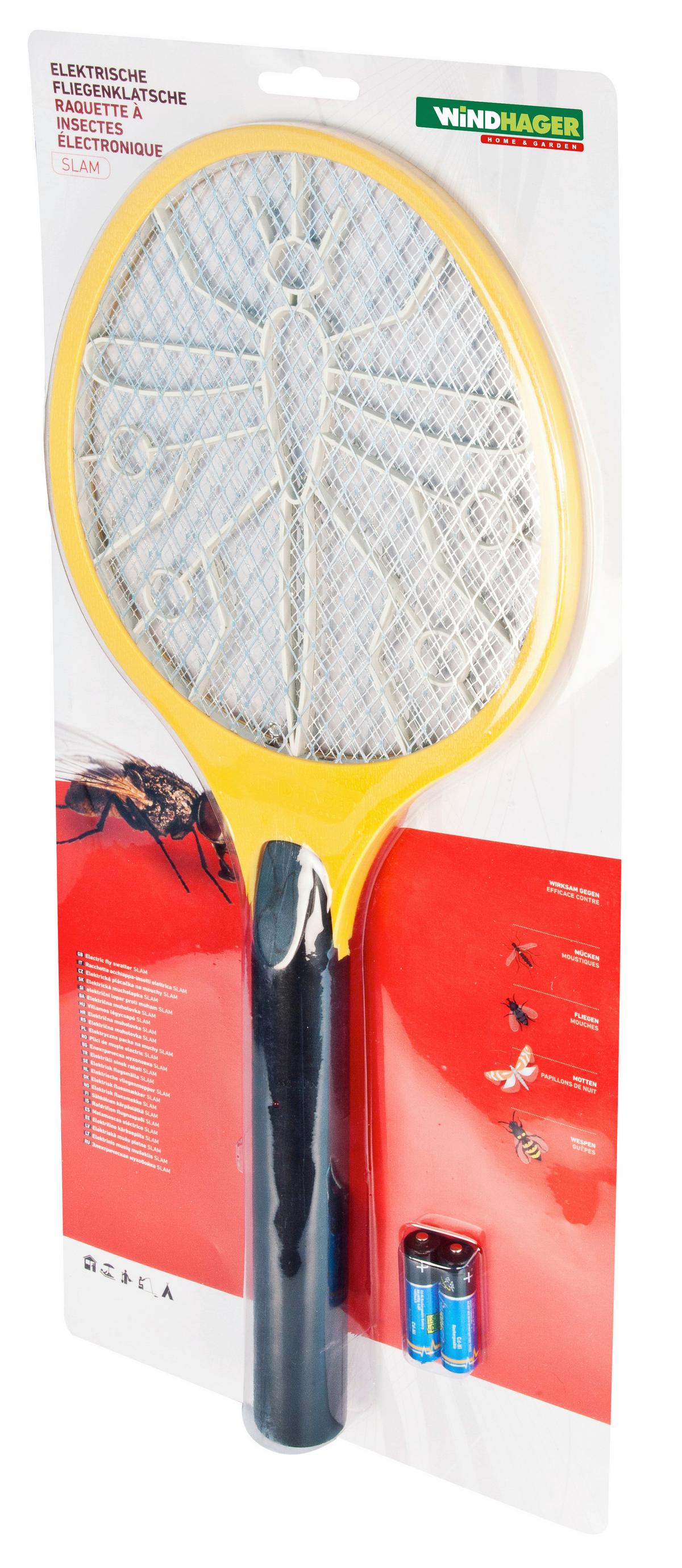 Fliegenklatsche Elektrisch mit Batterie, 57 cm - Gelb/Schwarz, Basics, Kunststoff (24,5/56,5/4,5cm)