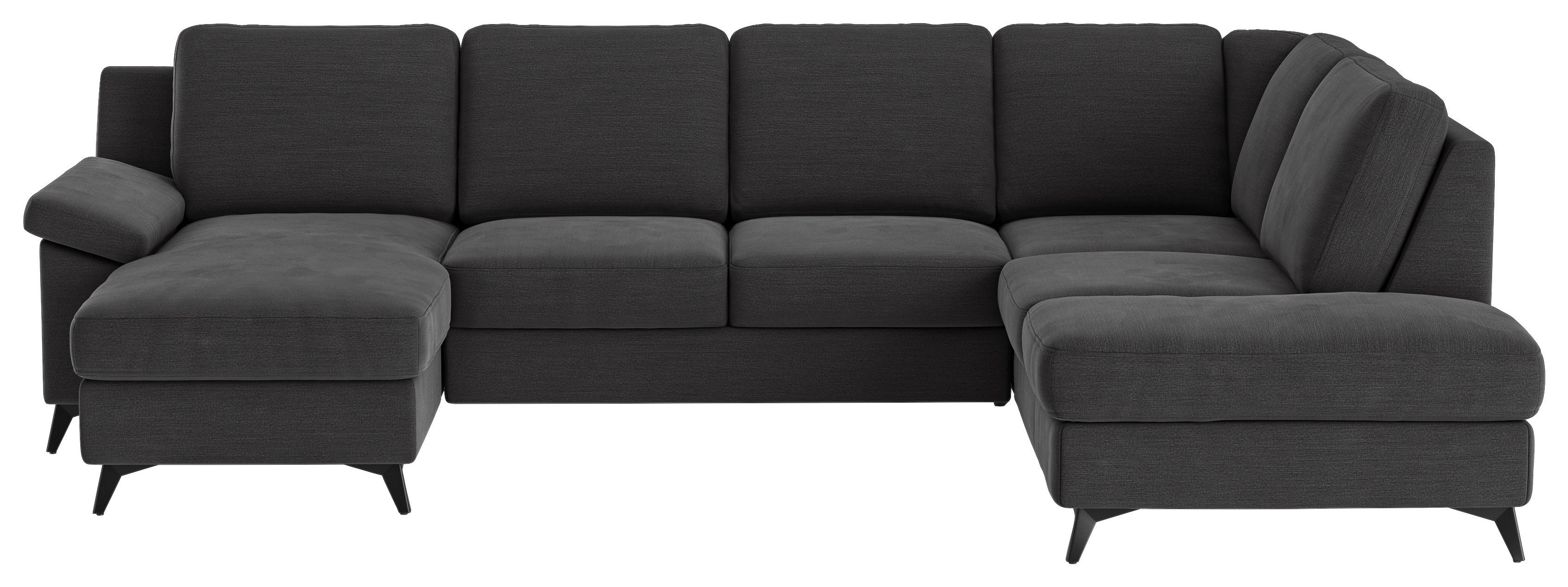 Wohnlandschaft Boom, Dunkelgrau 156x309x204 - Dunkelgrau/Schwarz, KONVENTIONELL, Textil (156/309/204cm) - Cotta
