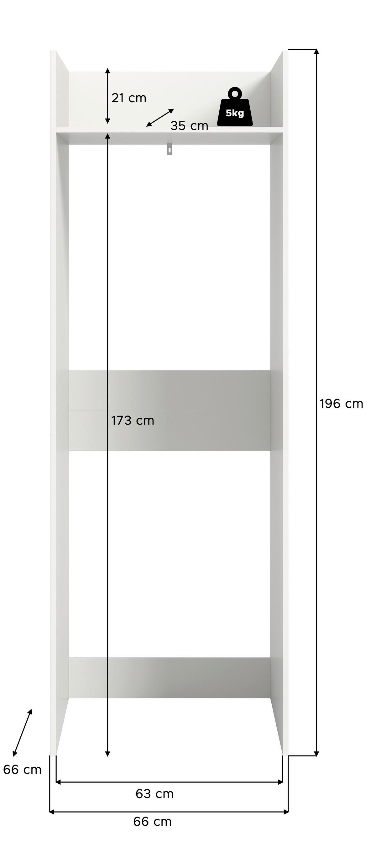 Waschmaschinenschrank Free Weiß B: 66cm - Weiß, Basics, Holzwerkstoff (66/195/60cm) - MID.YOU