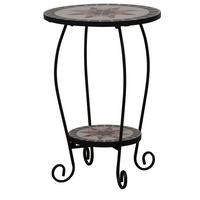 Gartenbeistelltisch 875324 - Multicolor/Schwarz, MODERN, Keramik/Metall (40/40/60cm) - Siena Garden