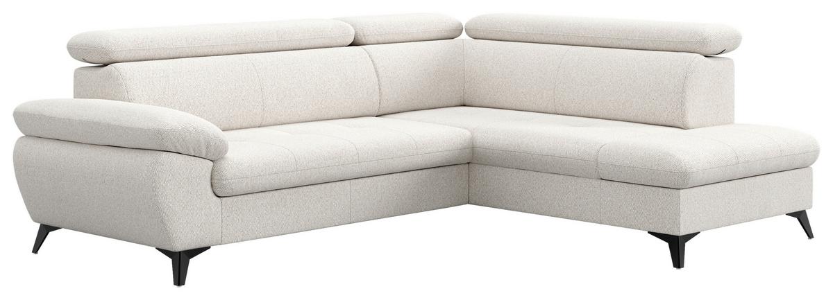 Ecksofa mit Bettfunktion Hudson, Chenille Silberfarben - Silberfarben/Schwarz, KONVENTIONELL, Textil (256/207cm) - Sembella