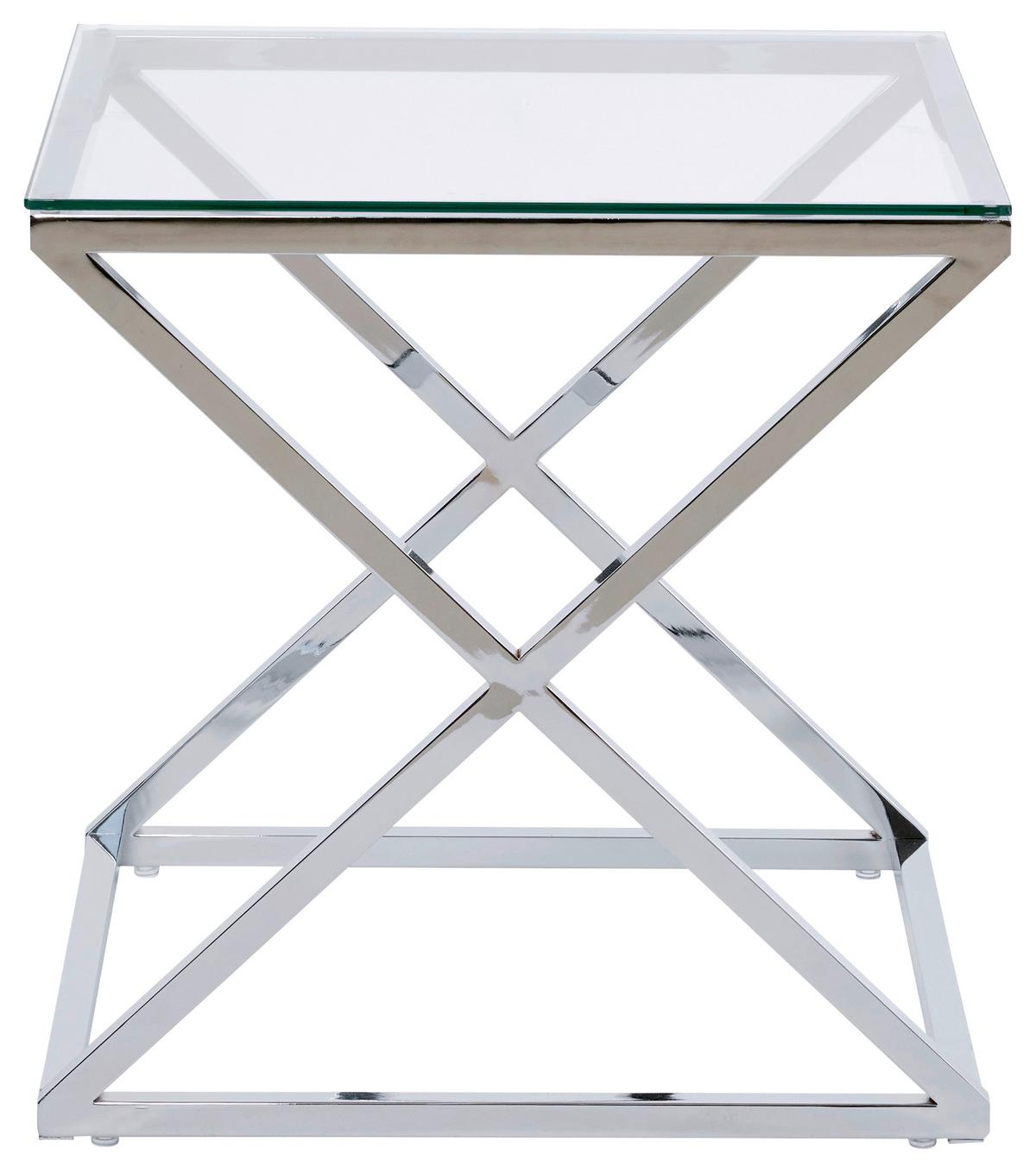 Beistelltisch Xtra By Side - Chromfarben, MODERN, Glas/Metall (50/50/50cm) - Livetastic
