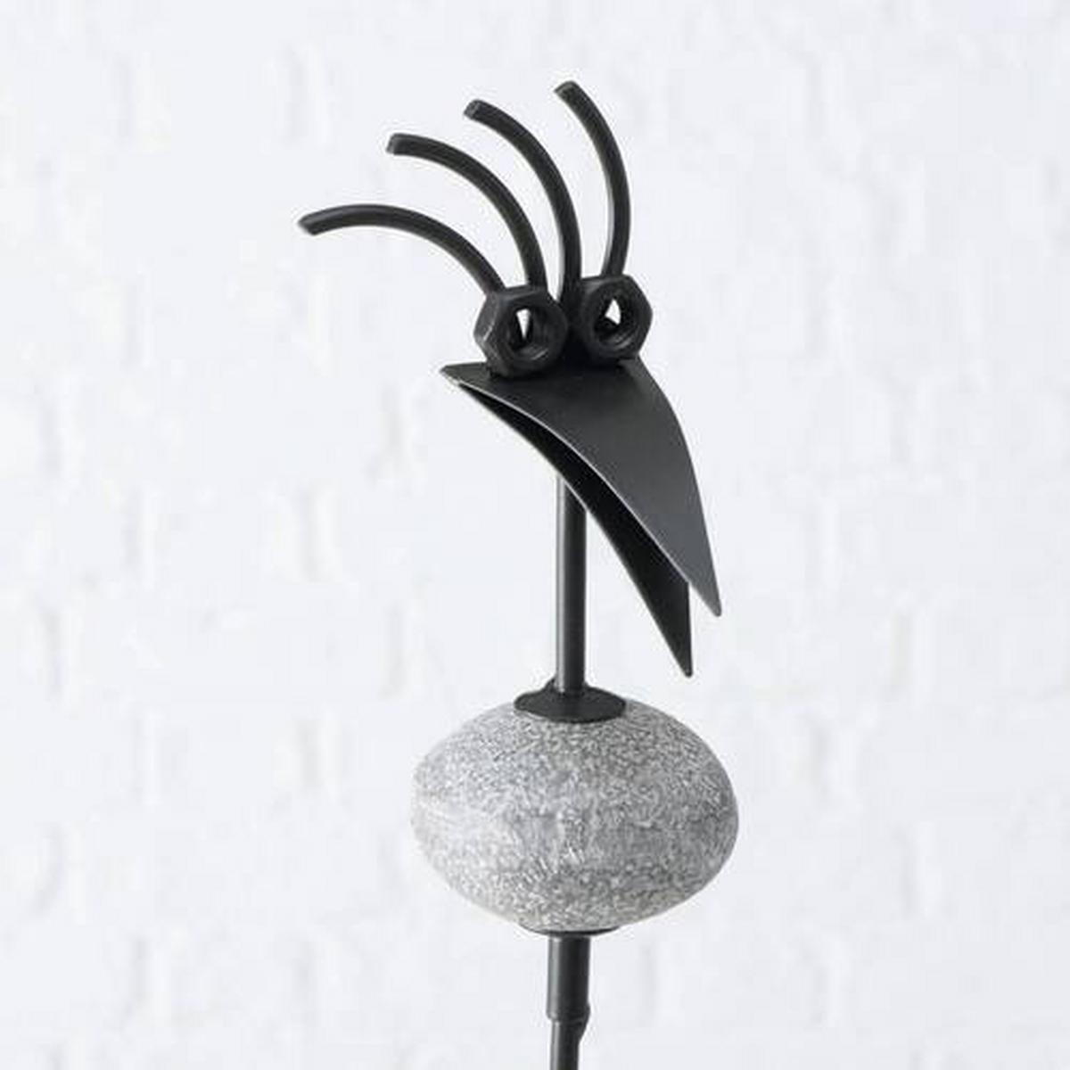 Gartenstecker Vogel L: 7,5 Cm Metall - Schwarz/Grau, Basics, Metall (7,5/4/100cm)