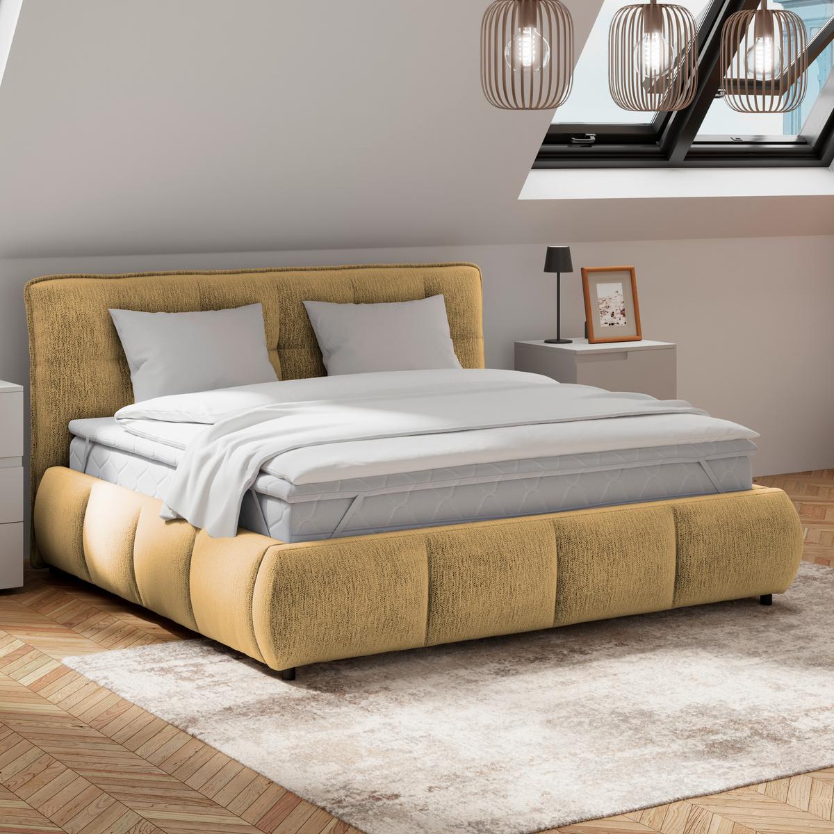 Polsterbett Limo Goldfarben 160x200 cm - Goldfarben/Schwarz, KONVENTIONELL, Holz/Holzwerkstoff (160/200cm) - James Wood