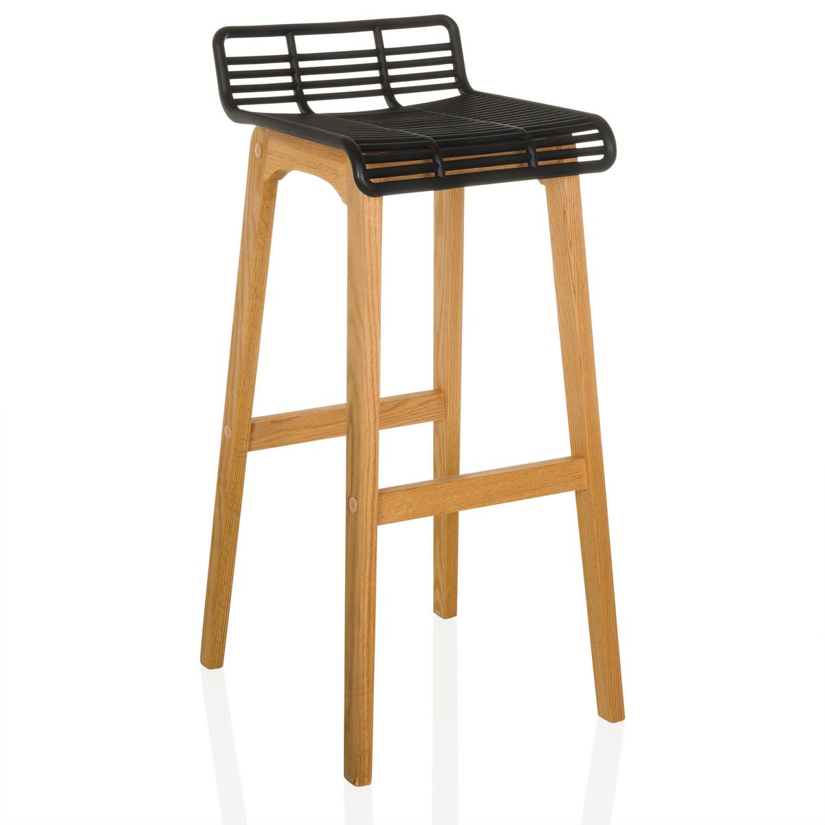 Barhocker Lonso W Schwarz/eichefarben B: 40 Cm - Eichefarben/Schwarz, MODERN, Holz/Kunststoff (40/88/46cm) - MID.YOU