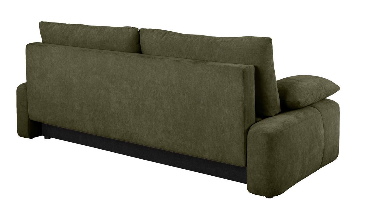 Schlafsofa Hello Lux 3Dl Olivgrün B: 240cm - Schwarz/Olivgrün, Design, Textil (240/93/108cm) - MID.YOU
