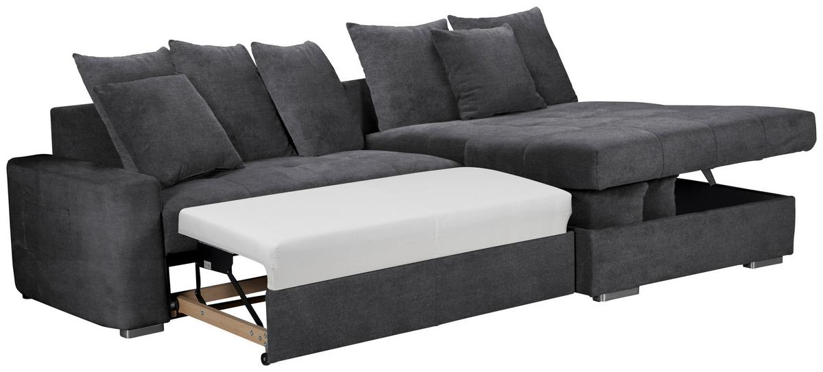 Ecksofa mit Schlaffunktion Salvador inkl. Bettkasten Grau - Wengefarben/Dunkelgrau, MODERN, Holz/Textil (293/164cm) - MID.YOU
