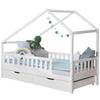 Hausbett Lou Bettschublade Weiß B: 90 cm - Weiß/Naturfarben, MODERN, Holz (90/200cm) - MID.YOU