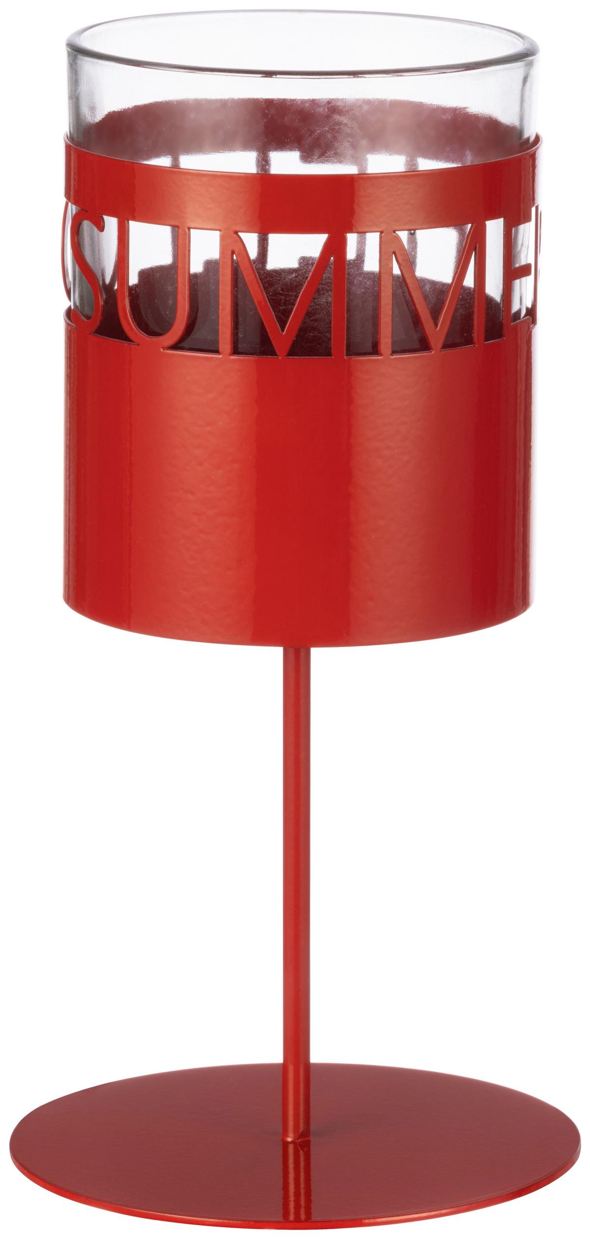 Teelichthalter Dula - Rot, KONVENTIONELL, Glas/Metall (10/19,8cm) - Luca Bessoni