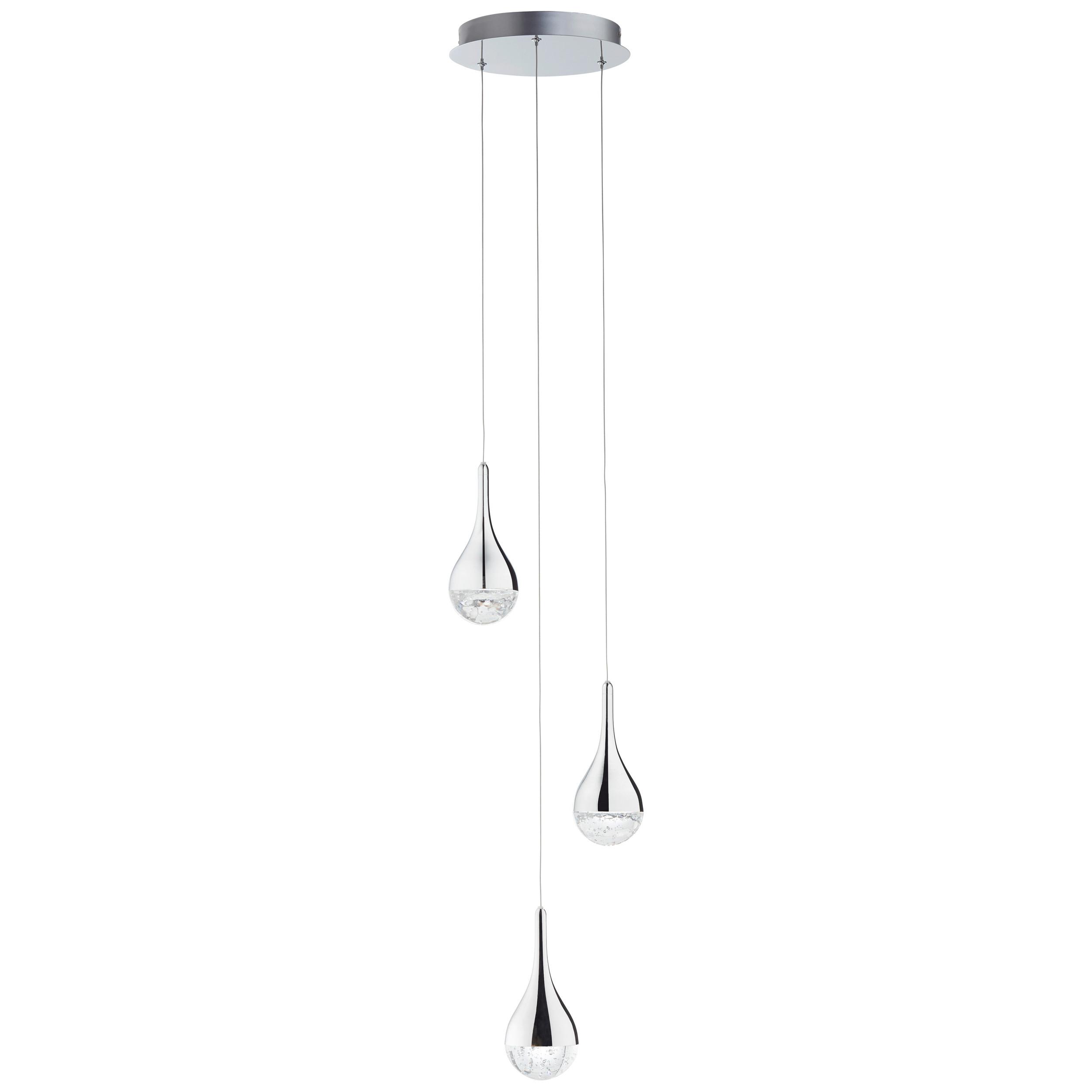 LED-Hängeleuchte Frizzante H: 143,5 cm 3-Flammig dimmbar - Chromfarben, Design, Glas/Metall (26/143,5cm) - Brilliant