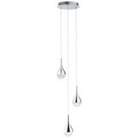 LED-Hängeleuchte Frizzante H: 143,5 cm 3-Flammig dimmbar - Chromfarben, Design, Glas/Metall (26/143,5cm) - Brilliant