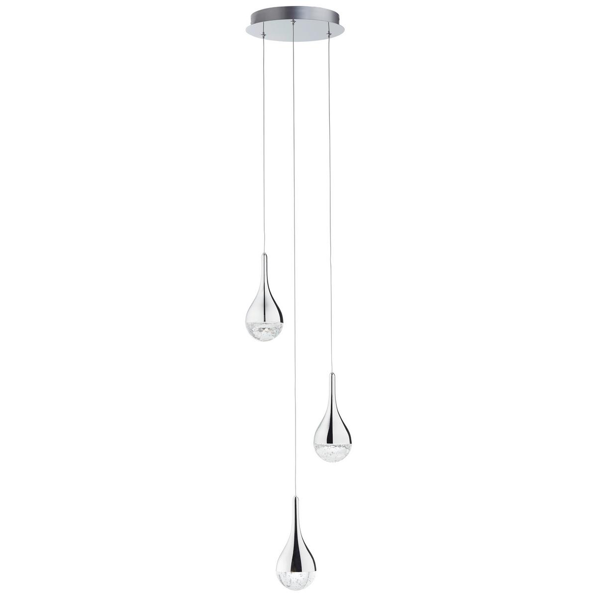 LED-Hängeleuchte Frizzante H: 143,5 cm 3-Flammig dimmbar - Chromfarben, Design, Glas/Metall (26/143,5cm) - Brilliant