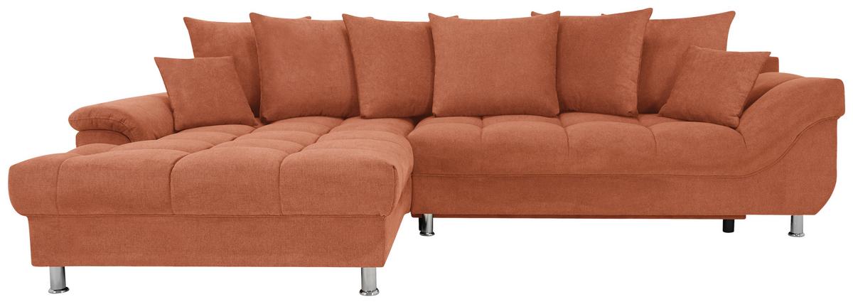 Rohová sedačka ERICE, levá, koňaková - barvy chromu/koňaková, Design, textil/plast (198/312cm)