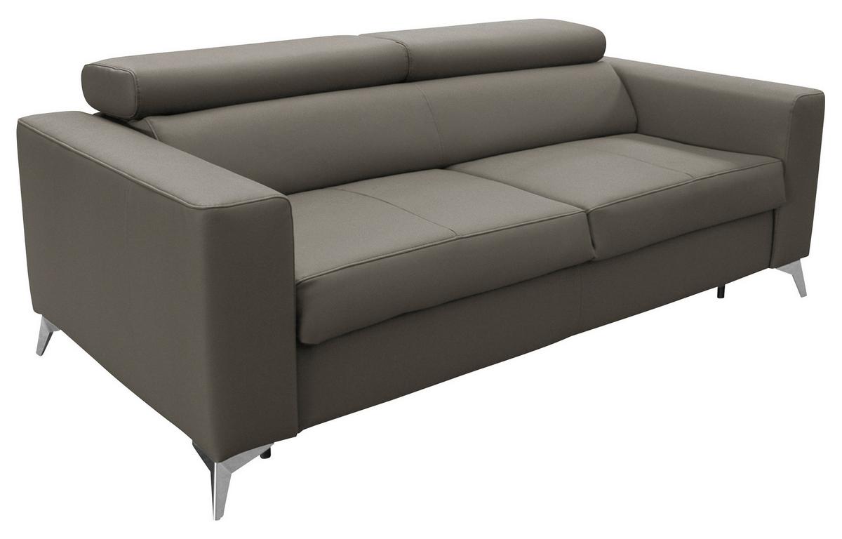 Schlafsofa Mondo, Schlammfarben B: 206 cm - Schlammfarben/Silberfarben, Design, Leder/Textil (206/95/101cm) - Livetastic