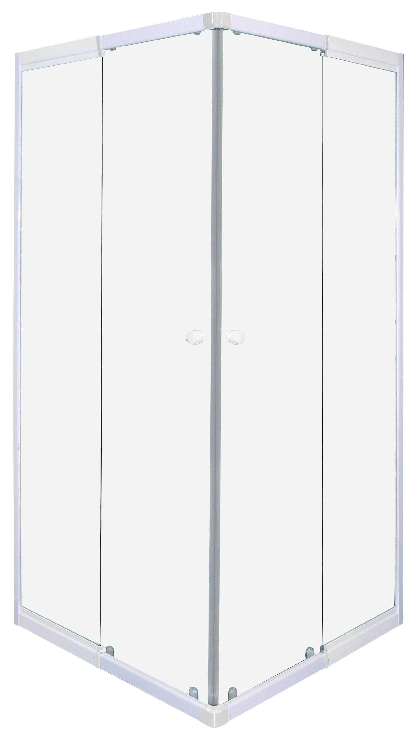 Duschkabine Eckeinstieg,weiß 78,5-90x190cm - Weiß, KONVENTIONELL, Glas/Metall (90/190/78,5cm) - Sanotechnik