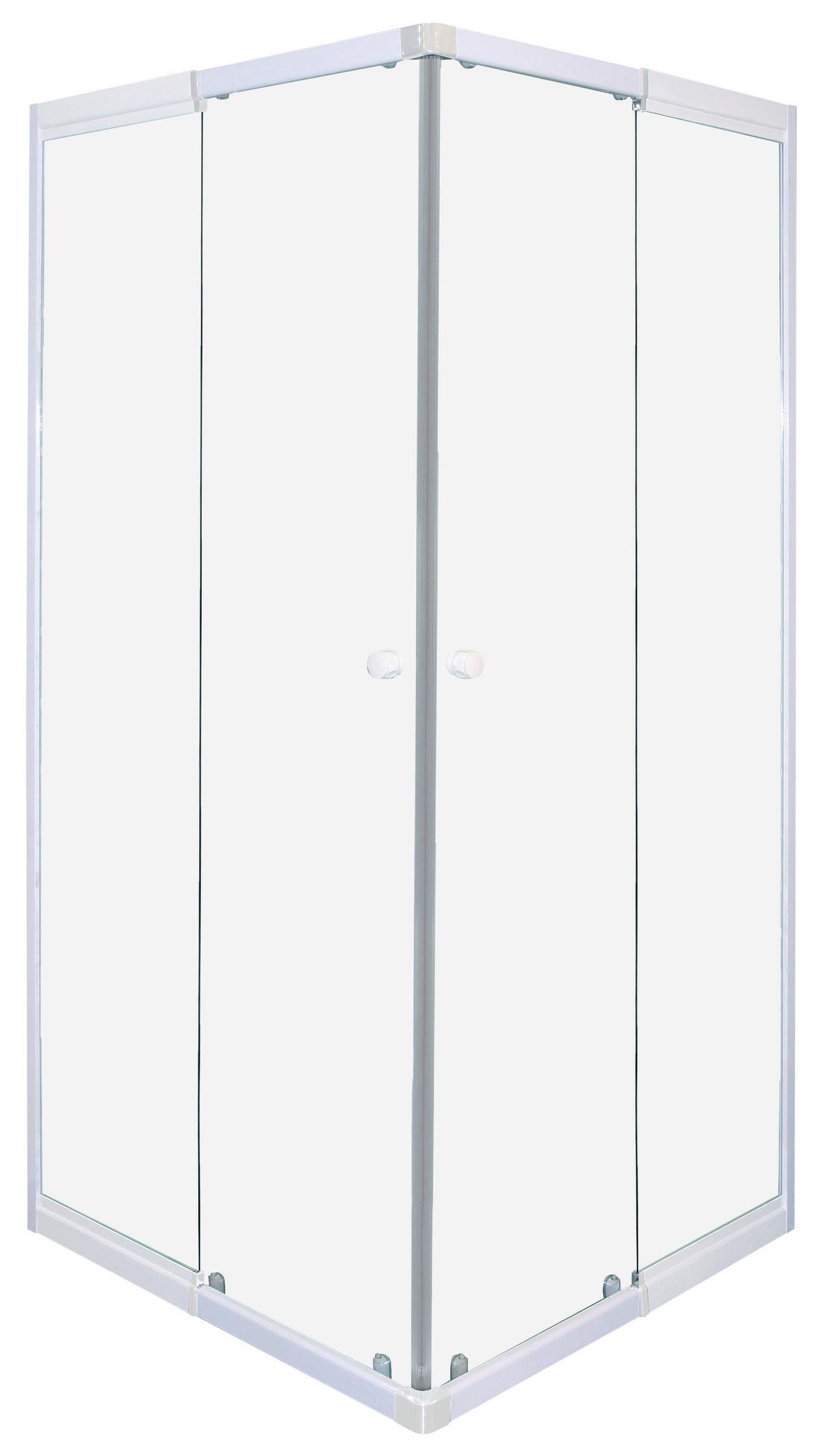 Duschkabine Eckeinstieg,weiß 78,5-90x190cm - Weiß, KONVENTIONELL, Glas/Metall (90/190/78,5cm) - Sanotechnik