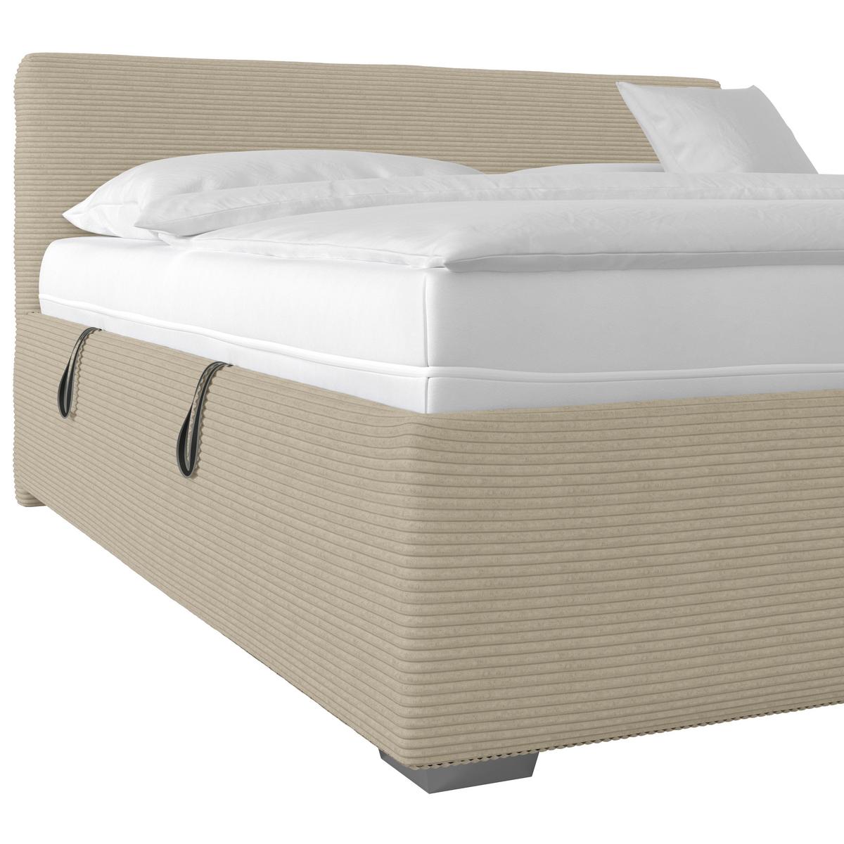 Kárpitozott Ágy Lesia 200/200cm - krémszínű/fehér, Modern, faalapú anyag/textil (200/200cm)