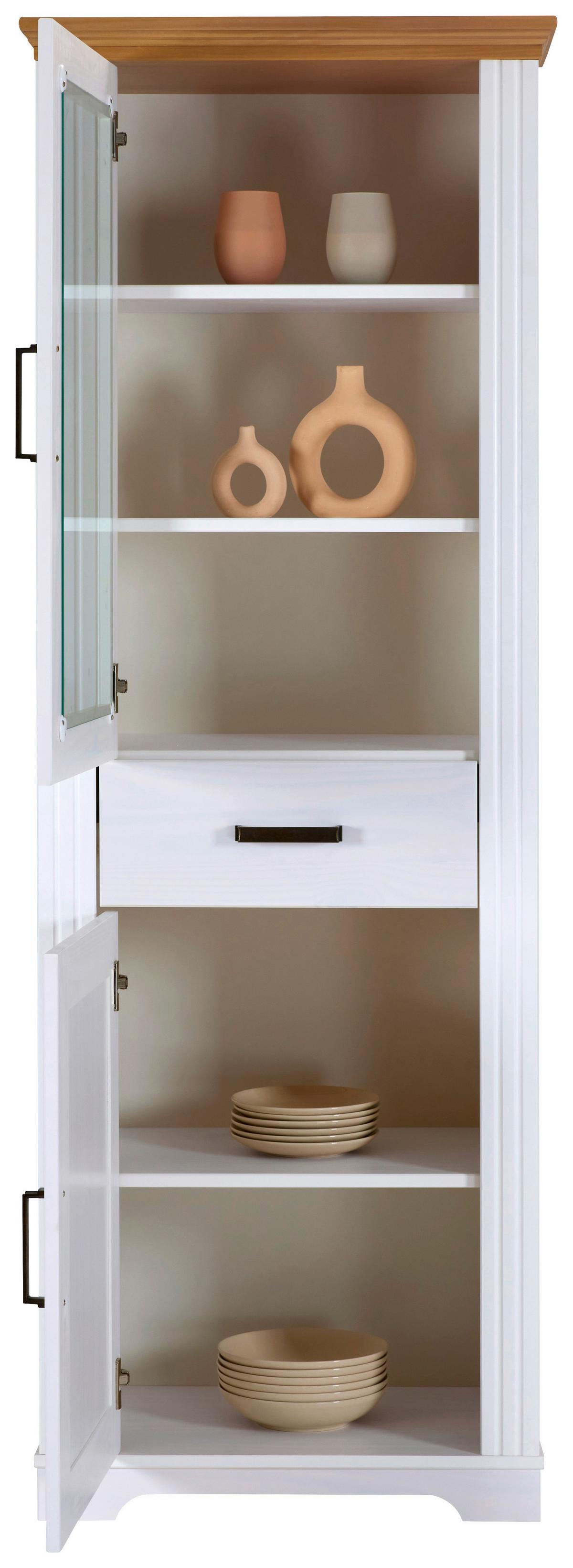 Vitrine Maluno - Eichefarben/Weiß, MODERN, Holz (68/193/41cm) - Livetastic