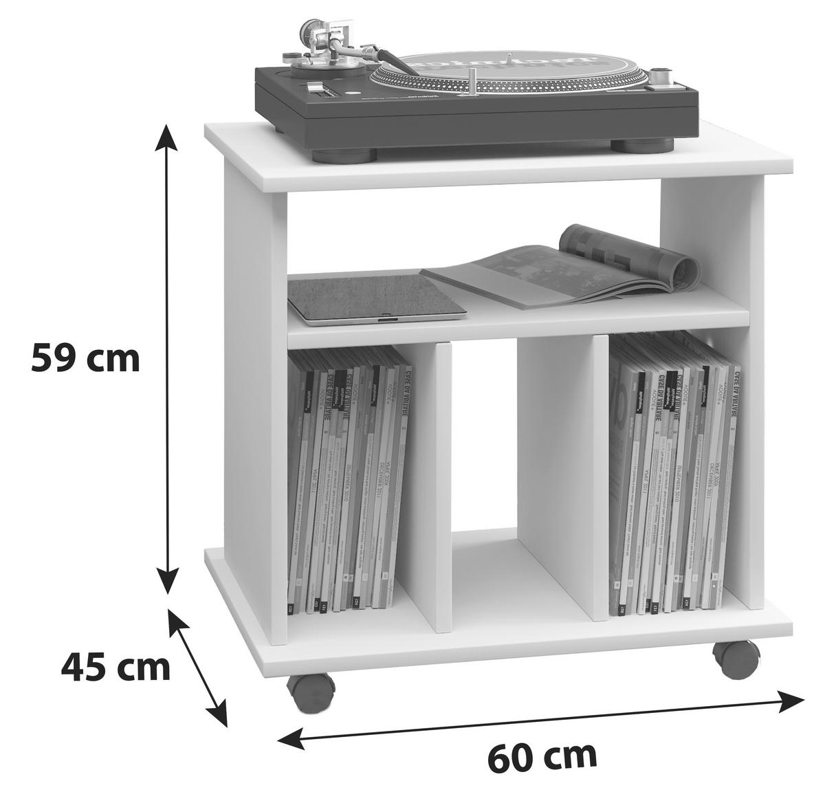 Schallplattenregal mit Rollen Retal 60 cm Buche Dekor - Buchefarben, Basics, Holzwerkstoff (60/59/45cm) - MID.YOU