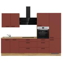 Küchenleerblock Easytouch High-Line, H4 Rechts - Eichefarben/Rot, MODERN, Holzwerkstoff (300cm) - Nobilia