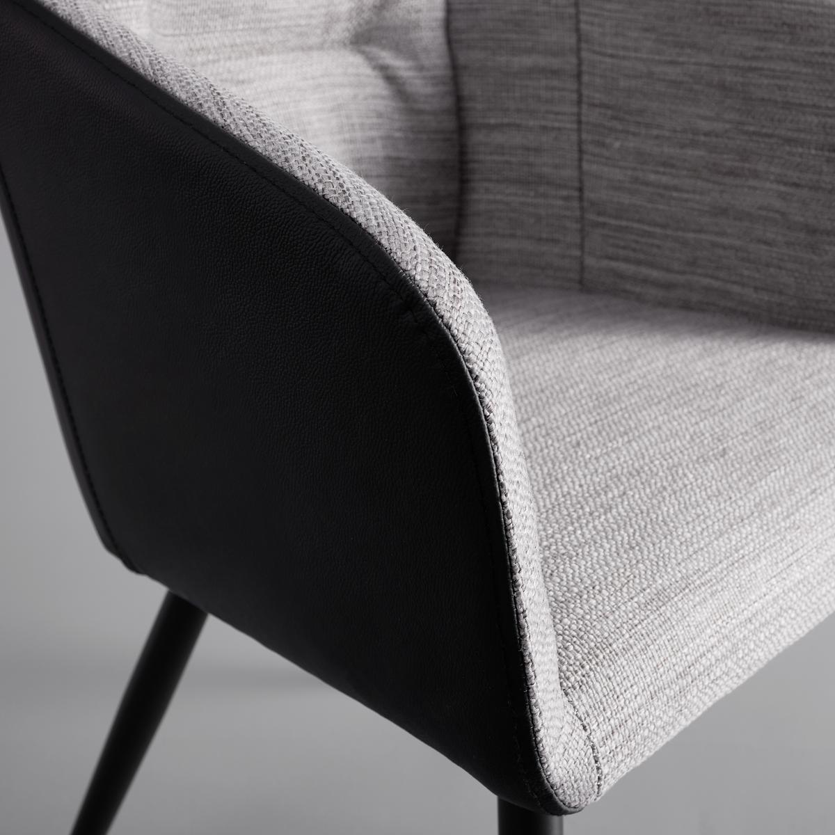 Jedálenská stolička Bianco pravá koža čierna - čierna/sivá, Modern, kov/koža (55,5/75,5/58cm) - Bessagi Home