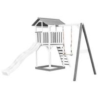 Spielturm A025.121.92 - Weiß/Grau, KONVENTIONELL, Holz/Kunststoff (283,6/241,9/349cm) - Ambia Garden