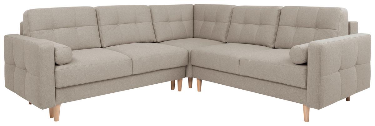 Eckschlafsofa Noret Beige S: 242/242 Cm - Beige/Eiche Wotan, KONVENTIONELL, Textil (242/242cm) - MID.YOU