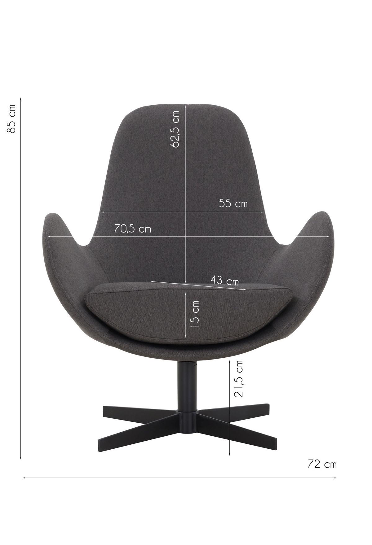 Sessel Dunkelgrau B: 68 Cm - Dunkelgrau/Schwarz, MODERN, Textil (68/77/57cm) - Livetastic