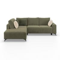 Ecksofa Mit Schlaffunktion Lincoln Grün Cord 212x270 Cm - Schwarz/Grün, MODERN, Textil (212/270cm)