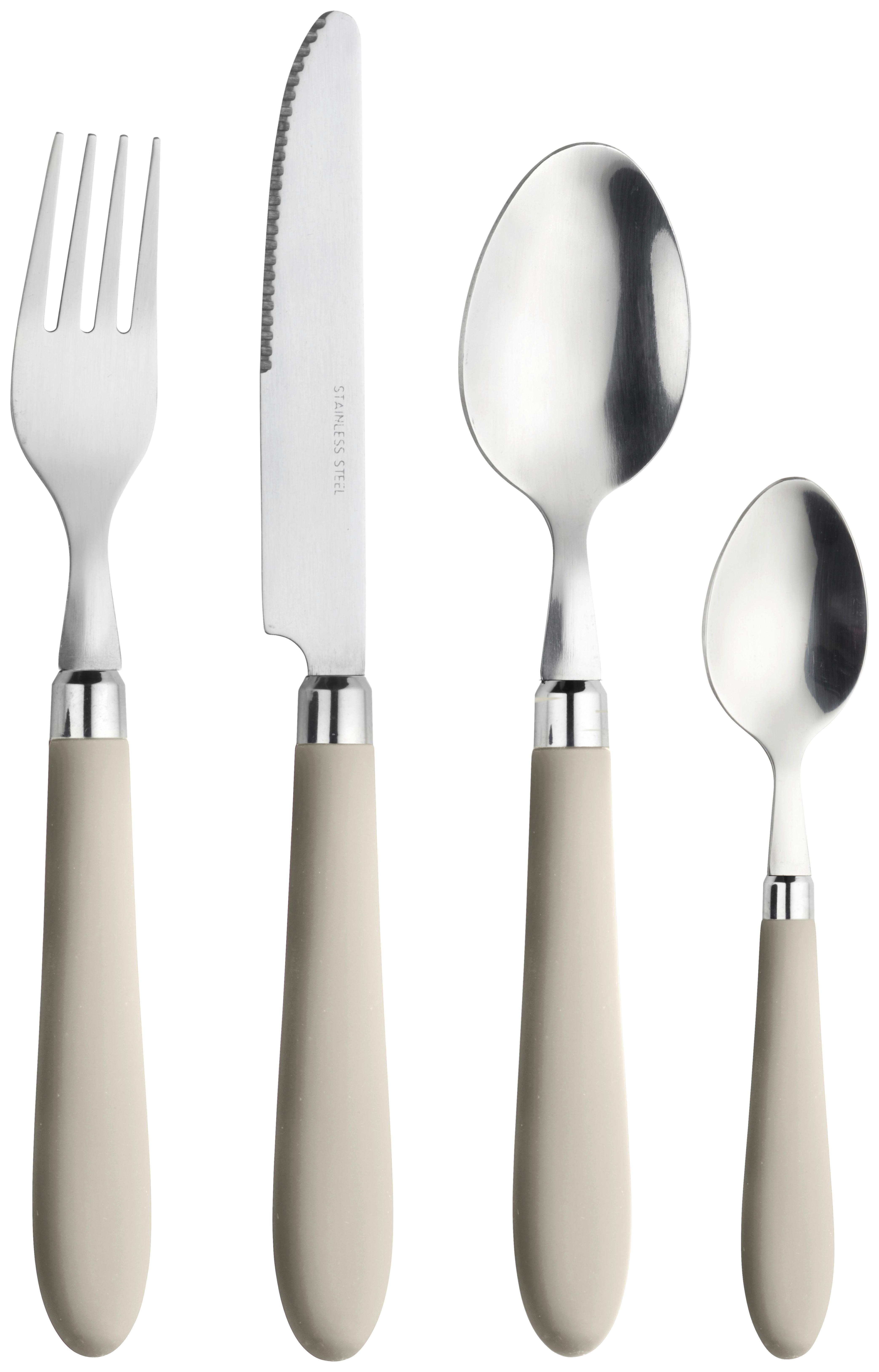 Besteckset Power Sand/Edelstahlfarben - Ecru/Edelstahlfarben, Basics, Kunststoff/Metall - Pintinox