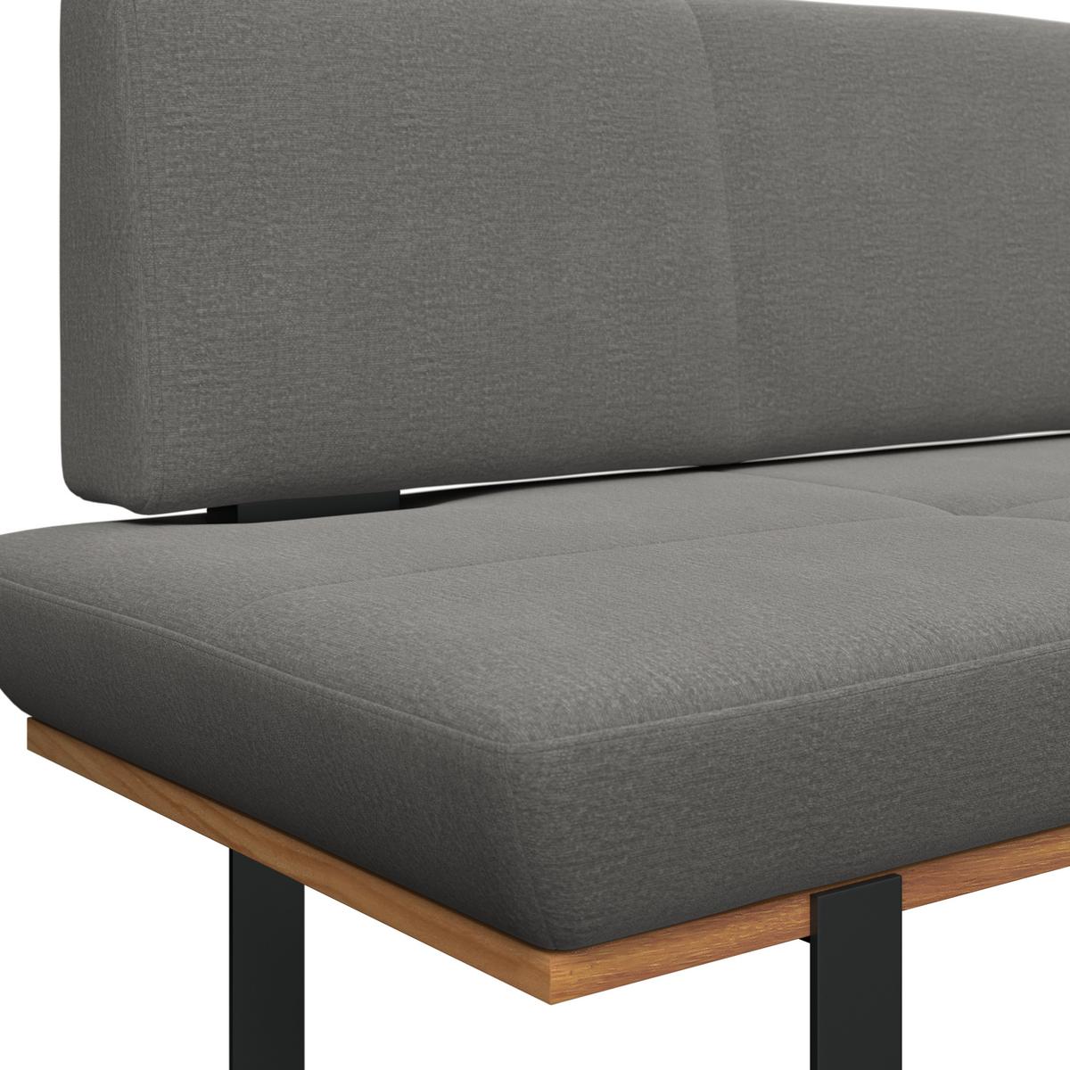 Sitzbank Tristan Webstoff grau, B: 170cm - Schwarz/Grau, MODERN, Holz/Textil (170/48/90cm) - James Wood