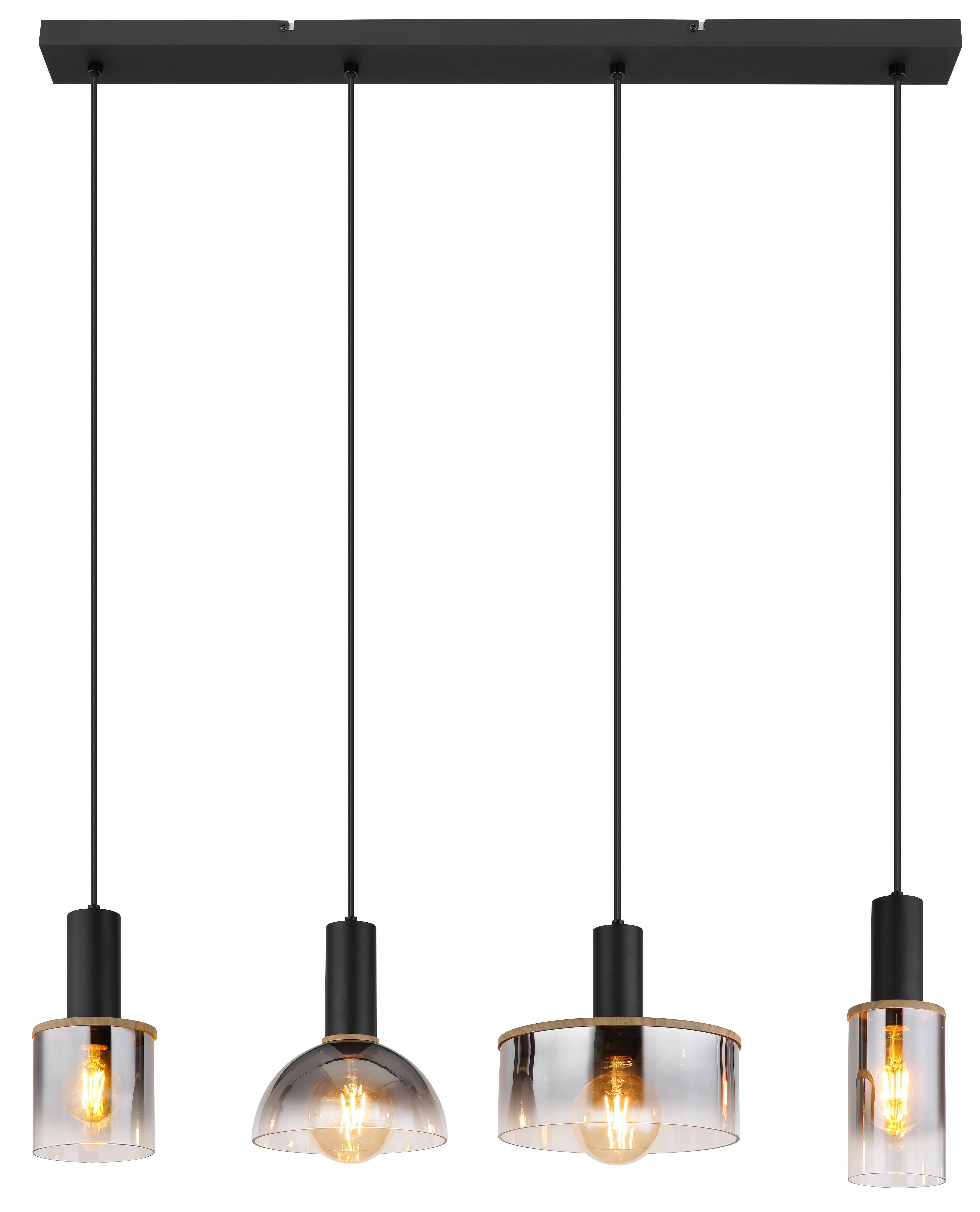 Hängeleuchte 15551-4h - Dunkelbraun/Schwarz, Basics, Glas/Kunststoff (105/25/120cm) - Globo