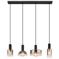Hängeleuchte 15551-4h - Dunkelbraun/Schwarz, Basics, Glas/Kunststoff (105/25/120cm) - Globo