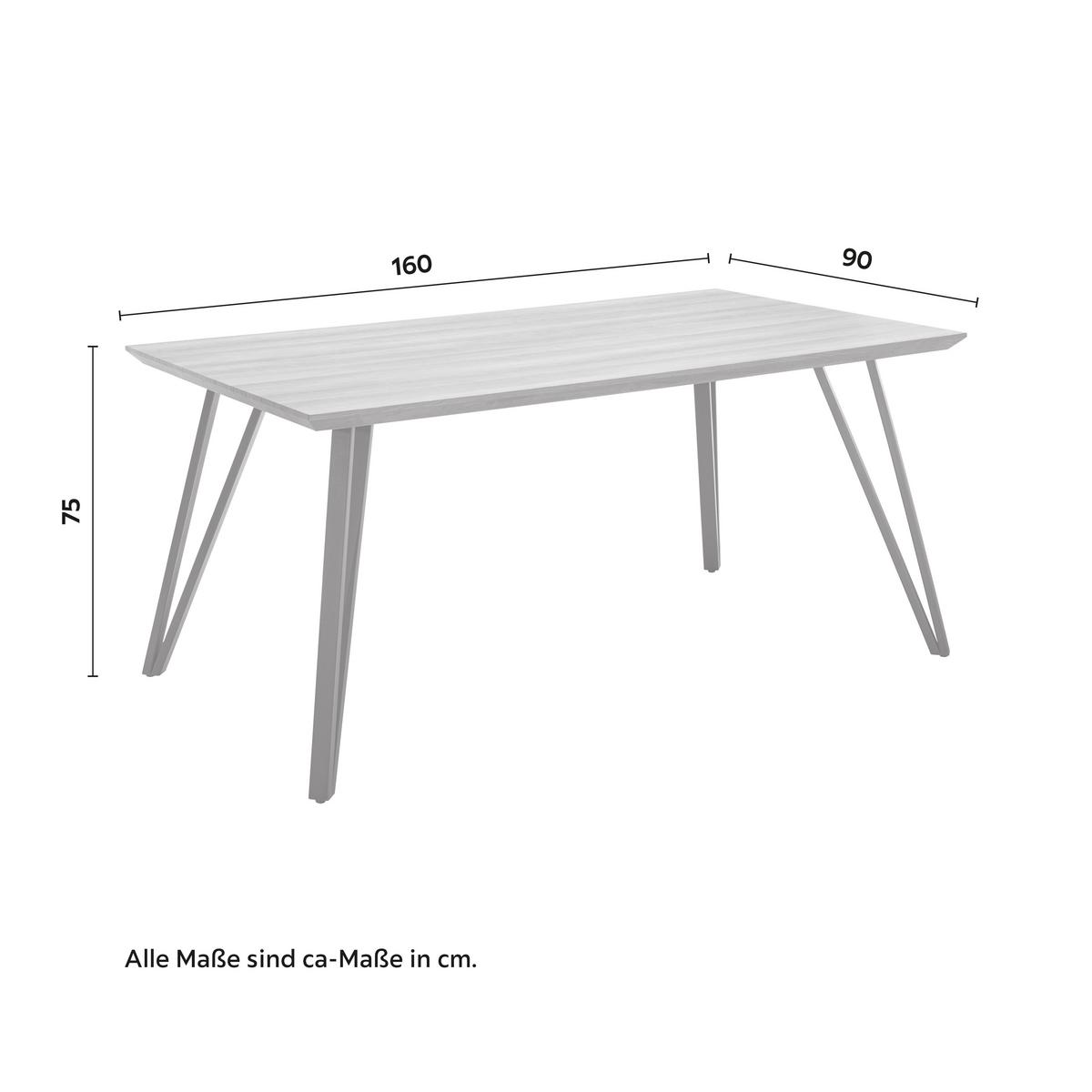 Jídelní stůl Delia 160 - černá/barvy ořechu, Moderní, kov/kompozitní dřevo (160/75/90cm) - P & B