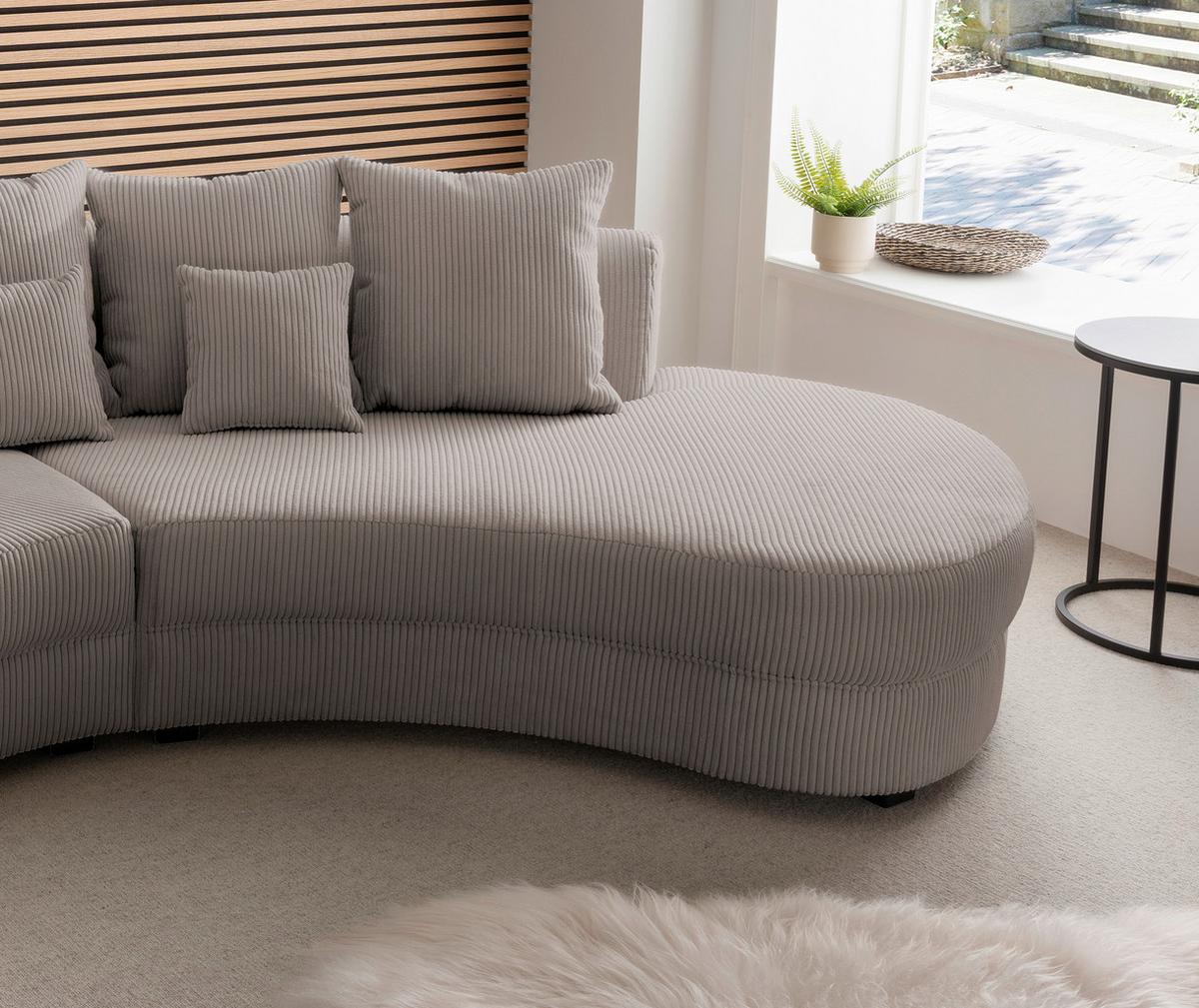 Wohnlandschaft Limoncello Graubraun S: 300/160 Cm - Graubraun/Schwarz, Design, Textil (300/160cm) - Livetastic