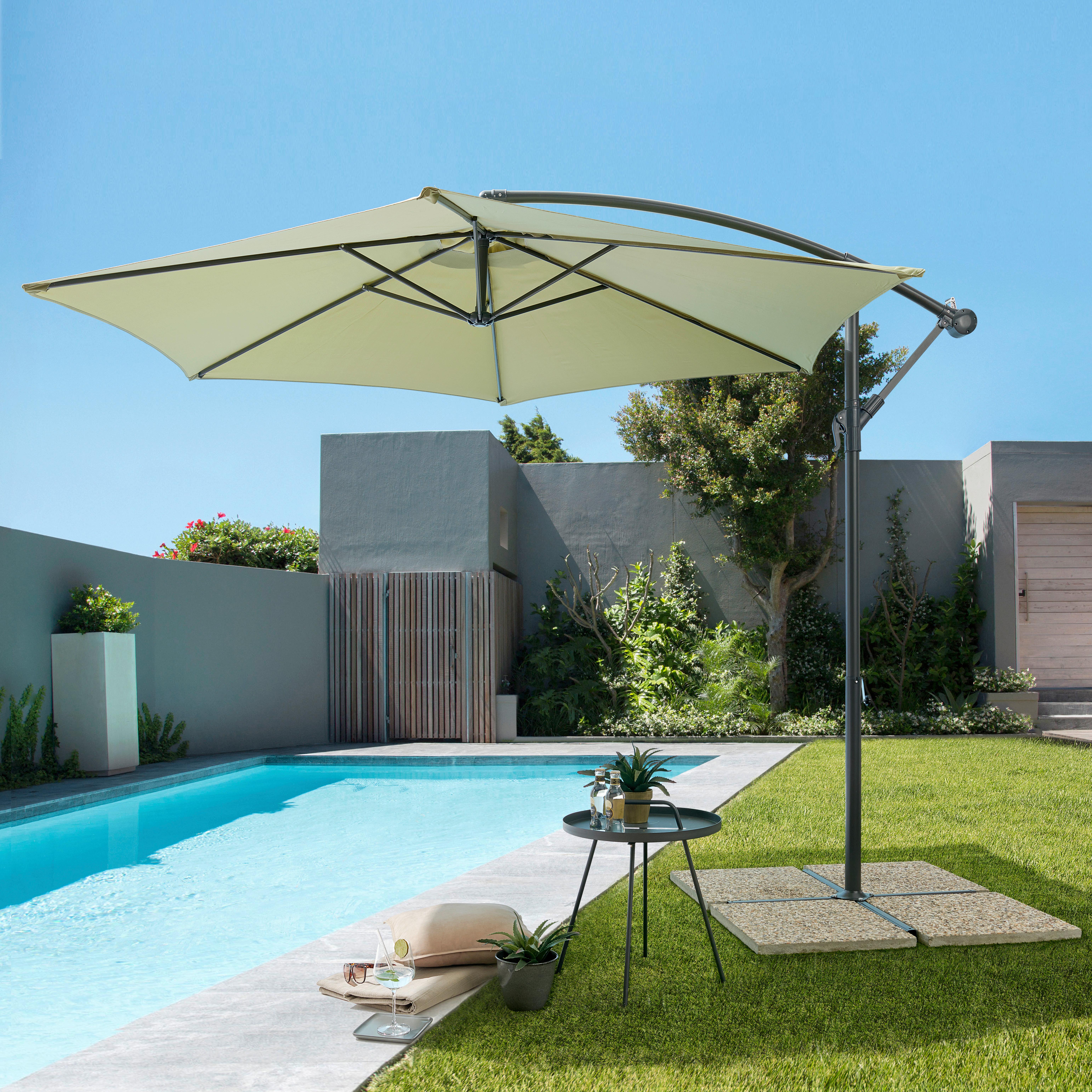 ZÁVESNÝ SLNEČNÍK Gap, 295/245cm, olivovozelená - zelená/antracitová, Modern, kov/textil (295/245cm) - Mömax