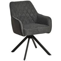 Armlehnstuhl Julie Grau, Sitzfläche 360° Drehb. - Schwarz/Grau, KONVENTIONELL, Holz/Textil (57/84/63cm) - Livetastic