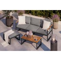 Loungegarnitur 3-Tlg. Acapulco Aus Akazie mit Kissen - Grau, MODERN, Holz/Textil - Beldano