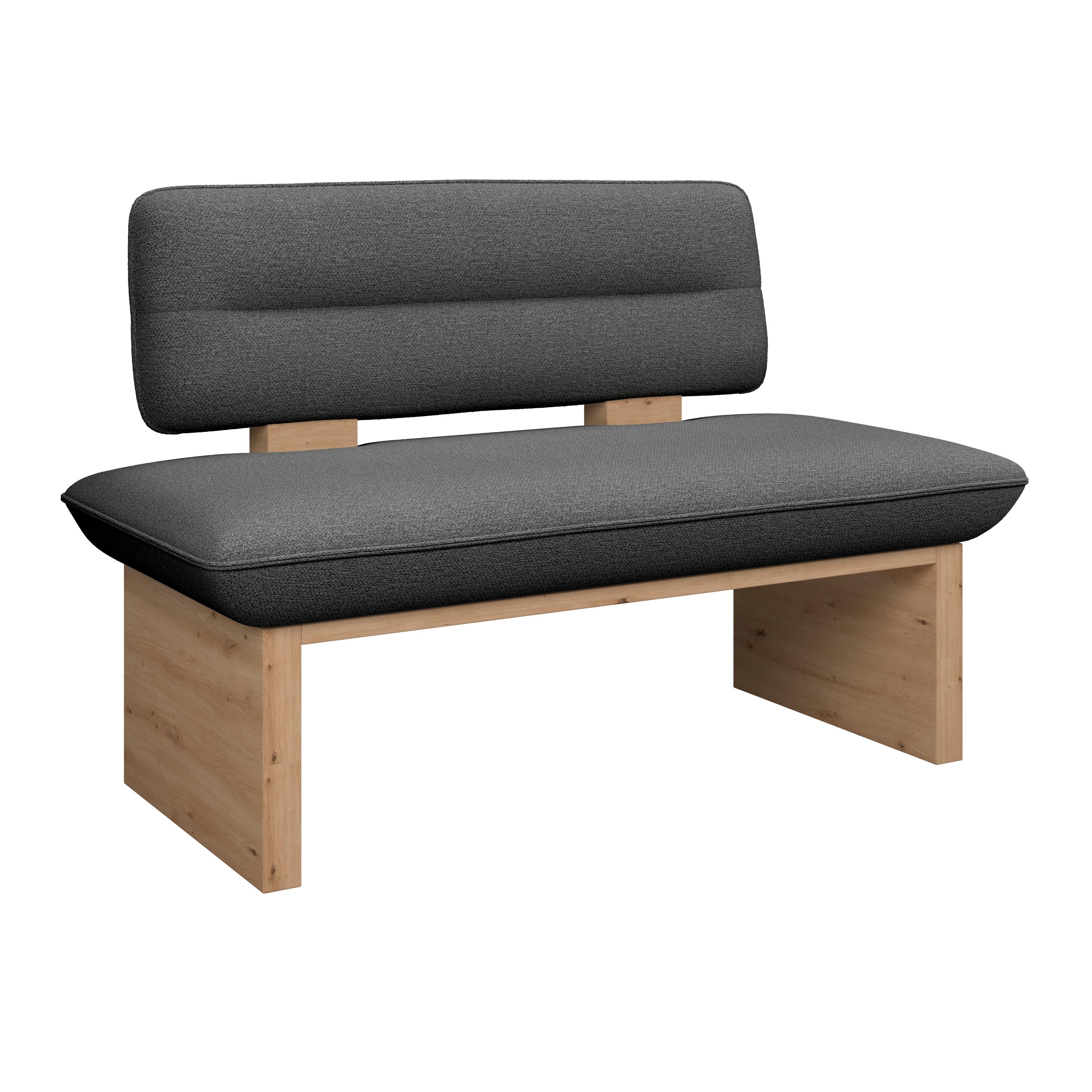 Sitzbank Beluna II Webstoff schwarz, B: 140cm - Eichefarben/Schwarz, KONVENTIONELL, Holzwerkstoff/Textil (140/87/67cm) - James Wood